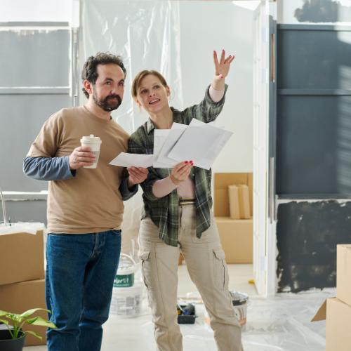 A couple discussing plans for their home