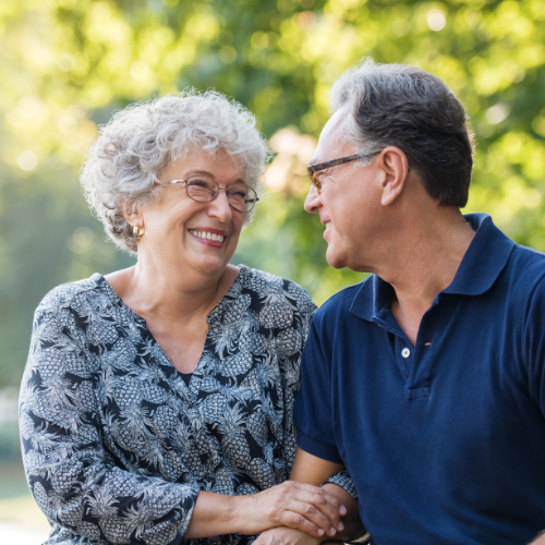 An older couple enjoying time together outdoors
